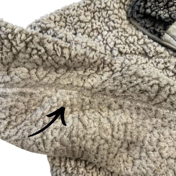Thread + Supply Sherpa Jacket‎ Cream Womens L Quarter Zip Teddy Fleece Cozy - Picture 8 of 8